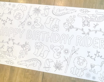 Jungle Party Coloring Table Runner, Jungle Birthday Coloring Page, Jungle Giant Coloring Poster, Party Decor, Coloring Table Cloth, Jungle