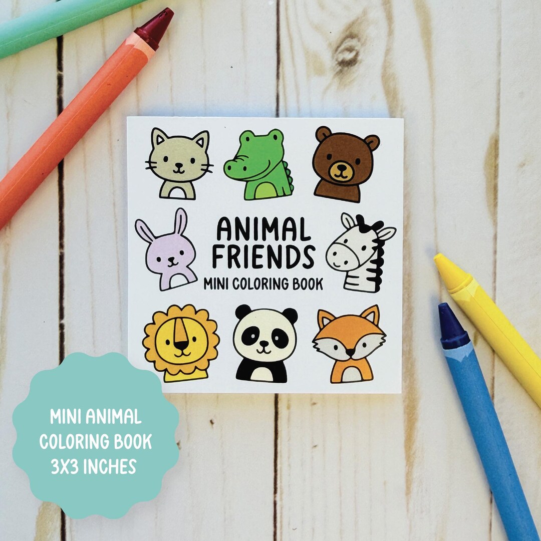 Mini Animal Coloring Book, Animal Friends Party, Mini Coloring Book ...