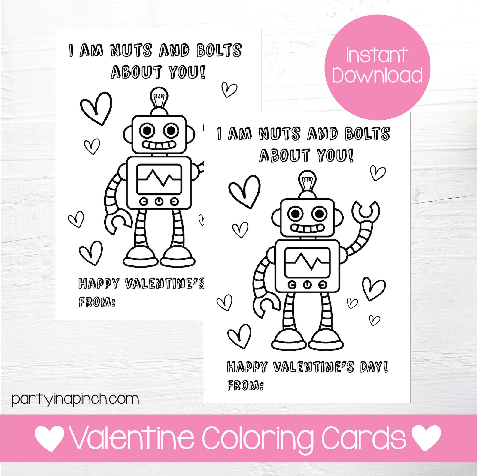 Robot Valentine Coloring Pages Robot Valentine | Etsy