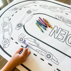 Race Car Coloring Table Runner, Race Cars Birthday Coloring Page, Cars Giant Coloring Poster ...