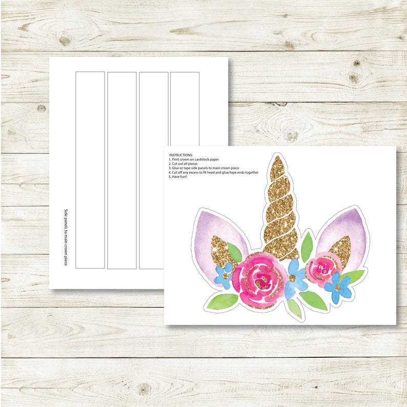 unicorn printable headband crown unicorn happy birthday etsy