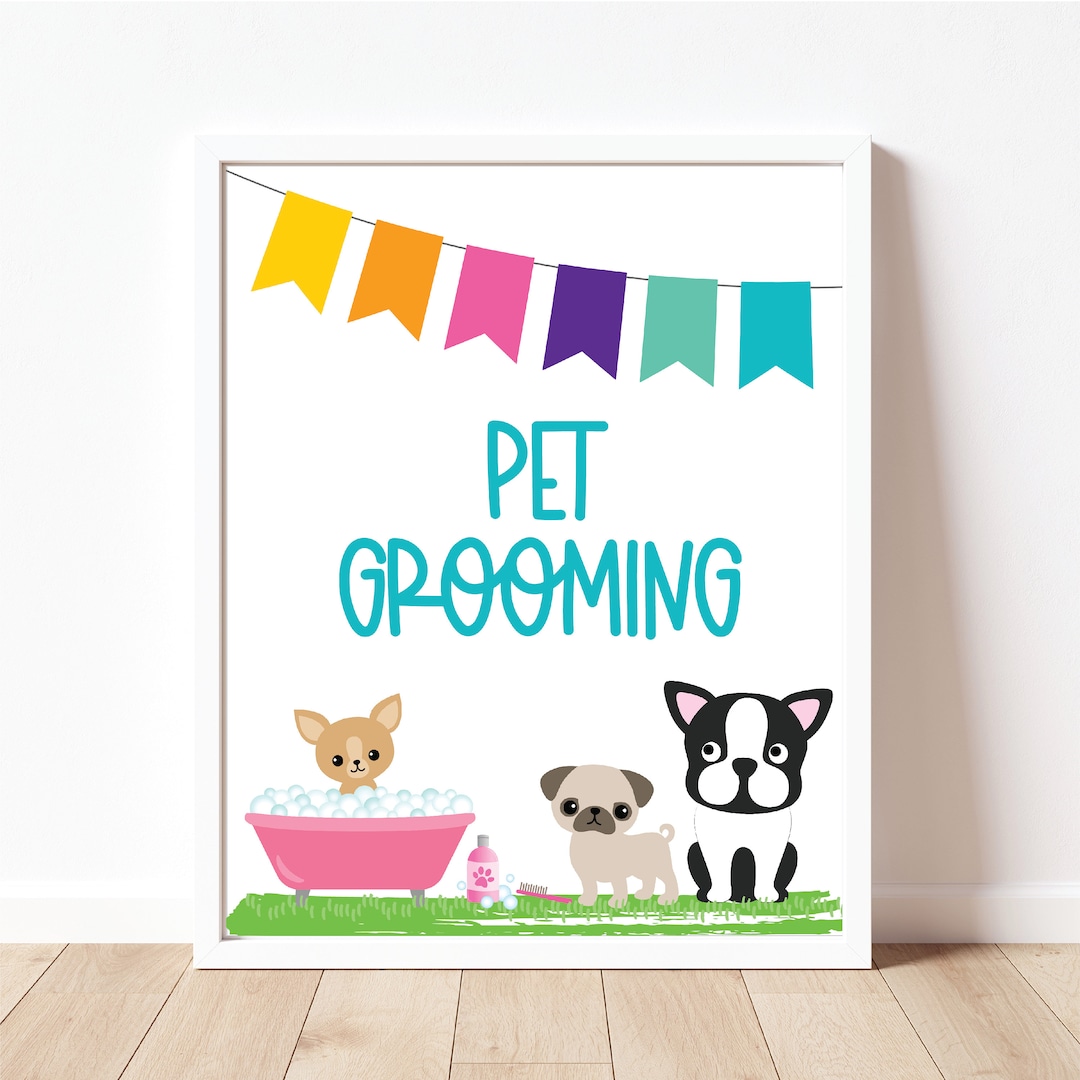 Pet Grooming Sign, Puppy Party, Puppy Birthday Sign, Puppy Birthday ...