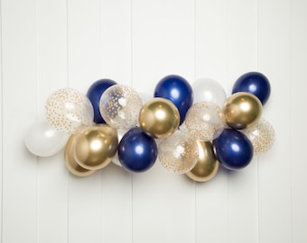Gold and Navy Balloon Garland Kit, DIY Balloon Garland, 6ft 8ft 10ft 12ft Balloon Garland, Gold Navy Garland, Party Supplies, Baby Shower
