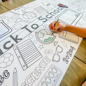 Back to School Coloring Table Runner, Back to School Coloring Page, School Giant Coloring Poster, Coloring, Back to School, Coloring Page