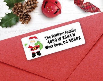 CHRISTMAS Address Labels, Santa, Christmas return address labels, Christmas address stickers, Holiday stickers, Personalized