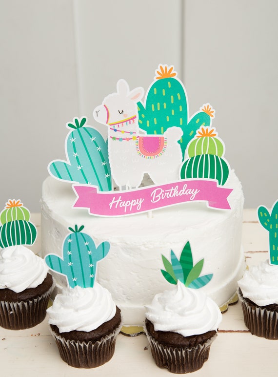 Llama Cake Topper Cactus Theme Cactus Party Printable Etsy