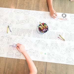 Monster Truck Coloring Table Runner, Monster Truck Themed, Coloring Page, Giant Coloring Poster, Coloring, Monster Truck Party