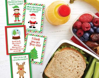 Lunchbox Notes, Lunchbox Jokes, Christmas Lunchbox Notes, Christmas Lunch Cards, School Lunch Notes, Printable, Instant Download, Christmas