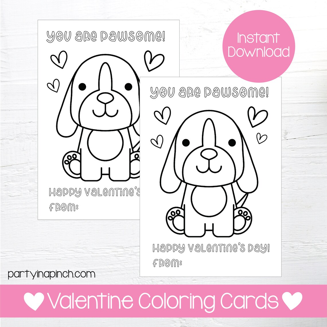 Puppy Valentine Coloring Pages Puppy Valentine - Etsy
