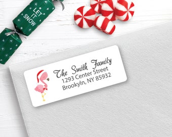 CHRISTMAS Address Labels, Christmas Flamingo, Christmas return address labels, Christmas address stickers, Holiday stickers, Personalized