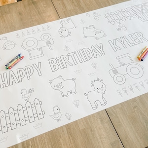 Farm Coloring Table Runner, Farm Themed Birthday Coloring Page, Barnyard Theme, Giant Coloring Poster, Coloring, Party Decorations, Farm