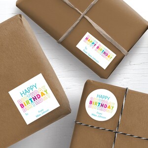 Happy Birthday Personalized Stickers, Happy Birthday Stickers, 2.5&quot; Stickers, Birthday Labels, Custom Birthday Label,  Birthday Gift Sticker