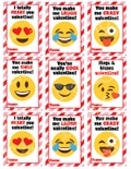 Emoji Valentine&#39;s Day Cards (set of 9) , Valentine&#39;s Day Cards, Printable,Instant Download, Digital