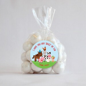 Personalized Farm Party Favor Stickers, Farm Skate Stickers, Barn Animal Favor Stickers 2.5&quot;, Farm Favor Sticker and Treat Bags, Barn Party