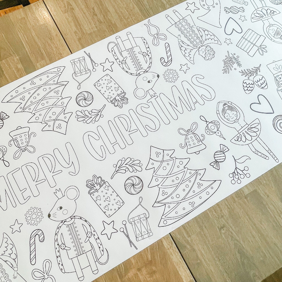 Nutcracker Party Coloring Table Runner, Christmas Nutcracker Coloring ...