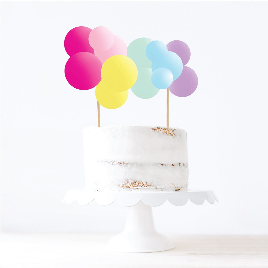 Pastel Rainbow Balloon Cake Topper Kit, Balloon Cake Topper, Balloon ...