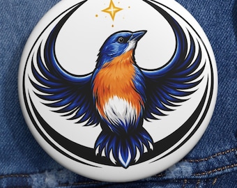 Indiana State Bird Rebel Alliance Pin Button | Northern Cardinal Parody Badge | Indiana Pride Sci-Fi Pin | Funny Fandom Gift