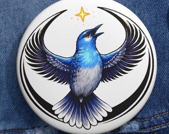 Nevada State Bird Rebel Alliance Pin Button | Mountain Bluebird Star Wars Parody Pin | Sci-Fi Fan Gift | Nerd Culture Badge