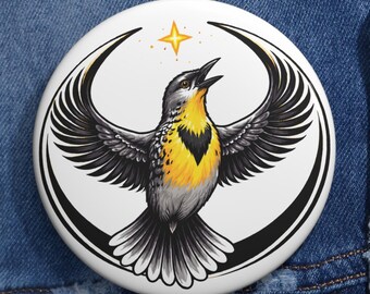 Montana State Bird Rebel Alliance Pin Button | Western Meadowlark Star Wars Parody Pin | Sci-Fi Fan Gift | Nerd Culture Badge