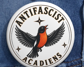 Wisconsin State Bird Rebel Style Pin Button, American Robin Badge, Antifascist Inspired Design, Unique Wisconsin Souvenir, Bird Lover Gift
