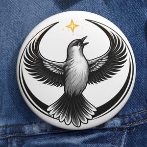 Mississippi State Bird Rebel Alliance Pin Button | Northern Mockingbird Star Wars Parody Pin | Sci-Fi Fan Gift | Nerd Badge