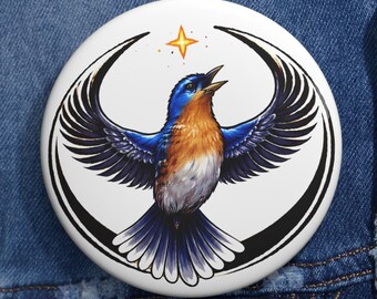 New York State Bird Alliance Pin Button Northern Cardinal NY Pin Badge Patriotic Bird Button Gift for Nature Lovers USA Bird Art