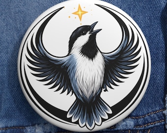 Massachusetts State Bird Alliance Pin Button Black Capped Chickadee MA Bird Pin Badge Patriotic Nature Gift USA Wildlife Art Pin