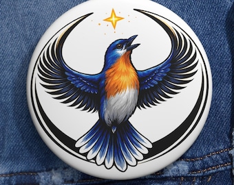 Missouri State Bird Rebel Alliance Pin Button Eastern Bluebird MO Bird Pin Badge Sci Fi Inspired Wildlife Gift USA Bird Art Pin