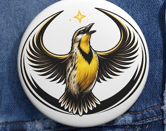 Kansas State Bird Rebel Alliance Pin Button | Western Meadowlark Parody Badge | Kansas Pride Sci-Fi Pin | Funny Fandom Gift