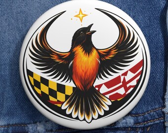 Maryland State Bird Rebel Alliance Pin Button | Baltimore Oriole Star Wars Inspired Badge | Maryland Pride Gift | Sci Fi Fan Pin
