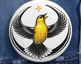 New Jersey State Bird Rebel Alliance Pin Button American Goldfinch NJ Bird Pin Badge Sci Fi Style Wildlife Gift USA Bird Art