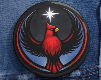 Virginia Cardinal Rebel Alliance Pin Button, Star Wars Inspired State Bird Badge, Red Bird Virginia Pride Pin, Sci Fi Mashup Gift