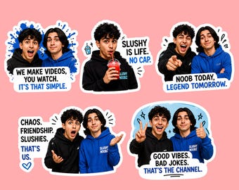 Slushy Noobz Stickers | Funny YouTuber Fan Art Vinyl Stickers | Waterproof Laptop Water Bottle Decals | Cute Streamer Gift