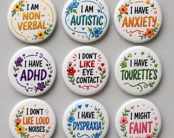 Disability Awareness Pin Button, Neurodiversity Badge, Autism ADHD Support Pin, Sensory Needs Button, Accessibility Awareness Gift