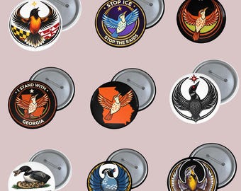 State Bird Resistance Pin Button, Rebel Alliance Inspired Badge, Patriotic Wildlife Pin, American State Bird Button, Democracy Support Gift