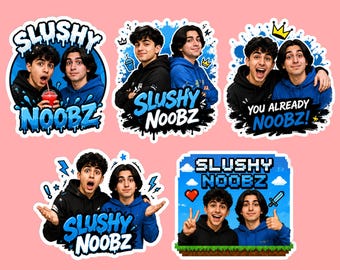 Slushy Noobz Stickers | Funny YouTuber Fan Art Vinyl Stickers | Waterproof Laptop Water Bottle Decals | Cute Streamer Gift