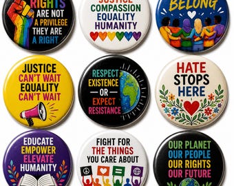 Human Rights Pin Button, Equality Justice Badge, We All Belong Pin, Fight For Change Button, Diversity Activist Gift, hate stops here