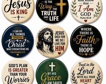 Jesus Is King Pin Button, Christian Pin Badge, Faith Pinback Button, Religious Gift, Crown Cross Pin, Bible Believer Accessory
