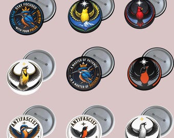Bird Activist Pin Button, Antifascist Bird Badge, Resistance Bird Pin, Political Statement Button, Nature Inspired Activist Gift