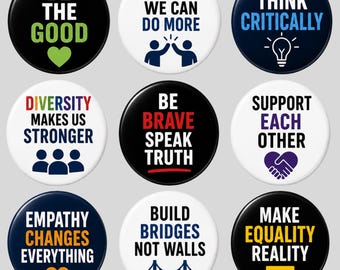 Equality Pin Buttons, Diversity Inclusion Button, Speak Truth Pin, Think Critically Badge, Empathy Social Justice Activist Buttons Gift