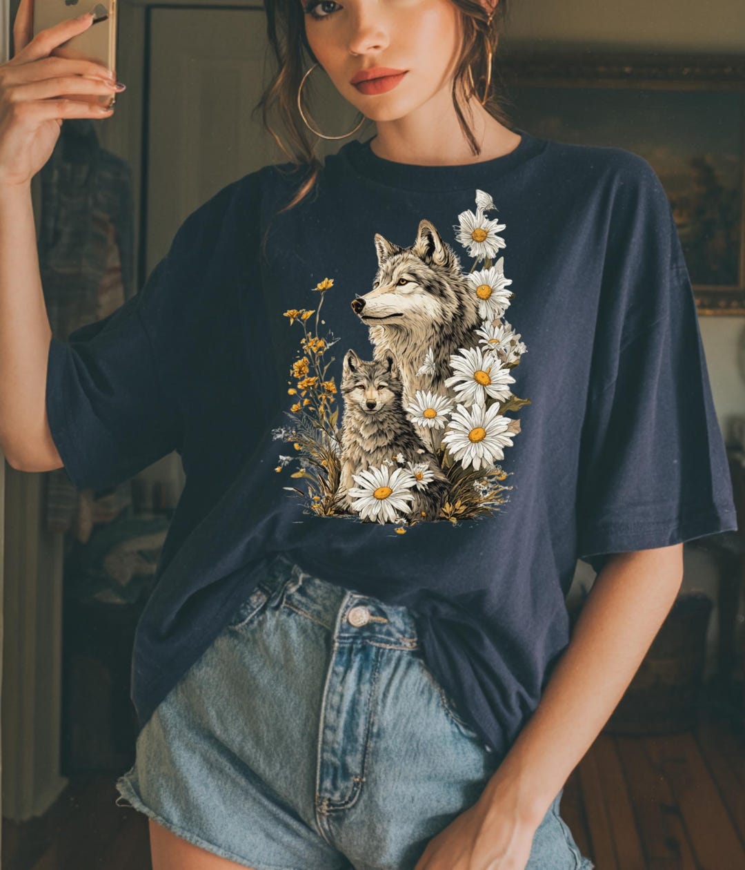 Vintage Wolf T Shirt, Retro Wolf Graphic Tee, Forest Wildlife Animal ...