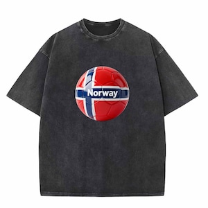 Unisex Vintage Faded T-Shirt – Norway Flag Football Graphic Tee, Soccer Digital Download