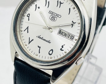 Vintage Seiko 5 Refurbished Automatic Watch| Silver Dial Arabic Numerals Men's Watch.