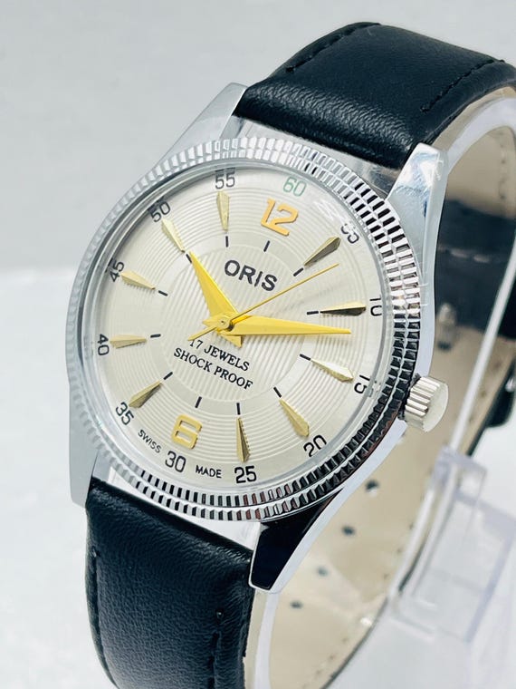 Vintage Refurbished ORIS Mechanical Watch | ST-96 Movement White+Gold Dial 17 Jewels Wrist watch.