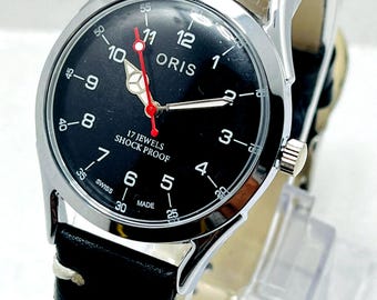 Vintage Refurbished Mechanical Watch | Black Dial ST-96 Movement 17 Jewels Wrist watch.