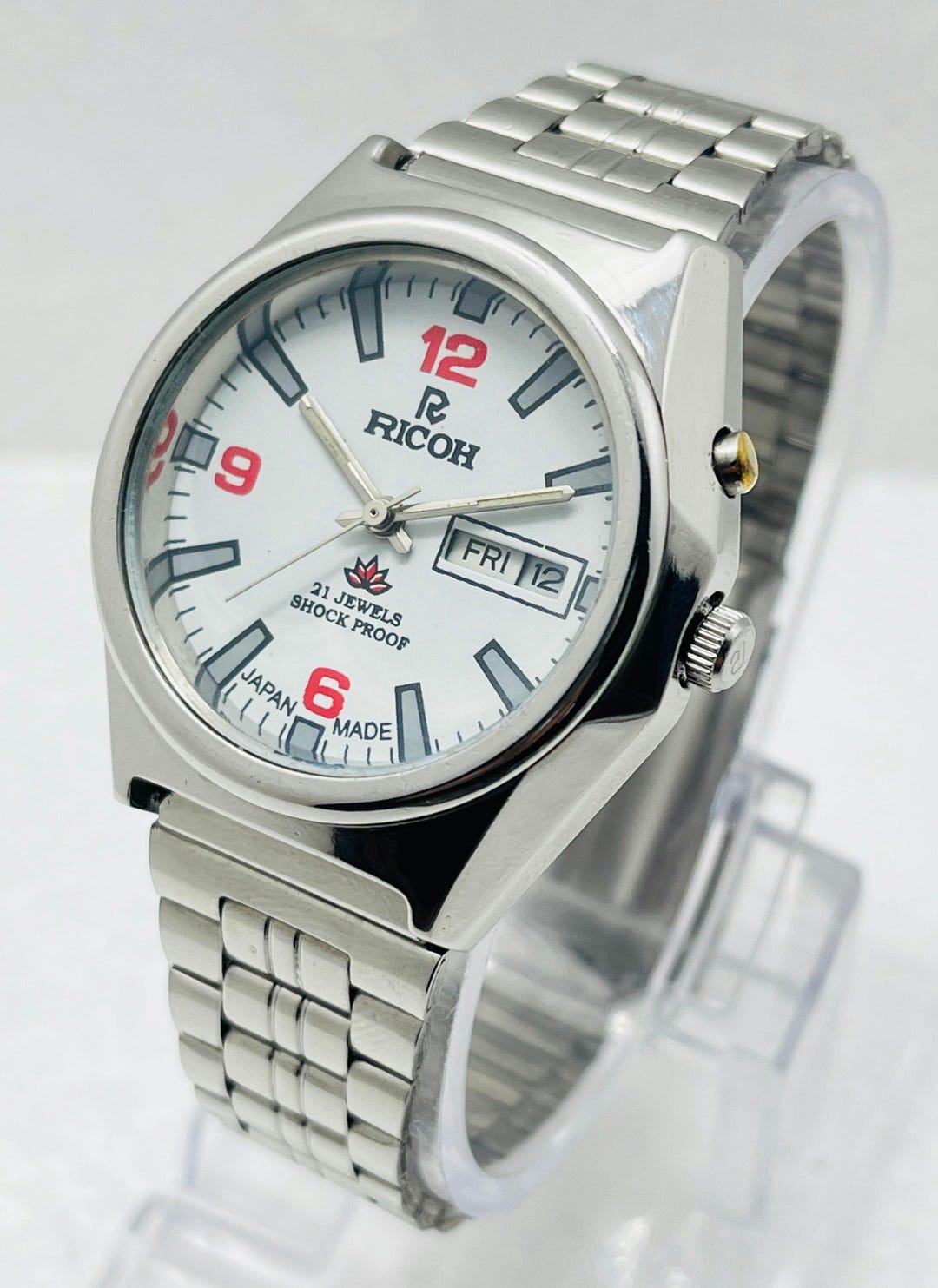 White R31 Vintage Refurbished RICOH Automatic Watch|r31 Movement White Dial 21 ...