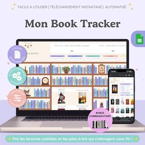 Planilha de Acompanhamento de Leitura do Google | Rastreador de Leitura em Francês | Biblioteca Estatística Automática | Romantasy BookTok