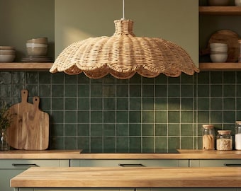 Rattan Pendant Light, Rattan Shade, Hanging Lamp, Lamp Shade, Chandelier, Pendant Light, Ceiling Light, Chandelier Lighting, Boho decor