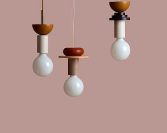 Lampe à suspension nordique minimaliste en bois, lampe à suspension scandinave, accent de bois naturel