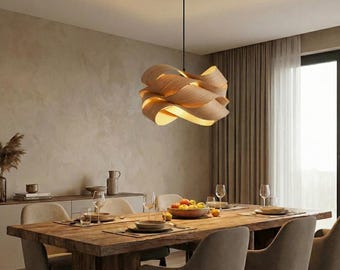 Wood Pendant Light, Lampshade, Pendant Light, Hanging Lamp, Ceiling Light, Pendant Lighting, Chandelier, Chandelier Lighting, Boho decor